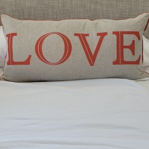 Decorative Pillow with Burnt Orange LOVE Design